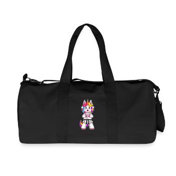 Einhorn Karate Kampfsport - Recycelte Canvas-Sporttasche von Stanley/Stella - Schwarz - Vorne