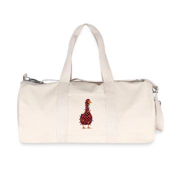 Humour Oie Noël Plaid Rouge Carreaux - Sac de sport en toile recyclée Stanley/Stella - blanc naturel - Devant
