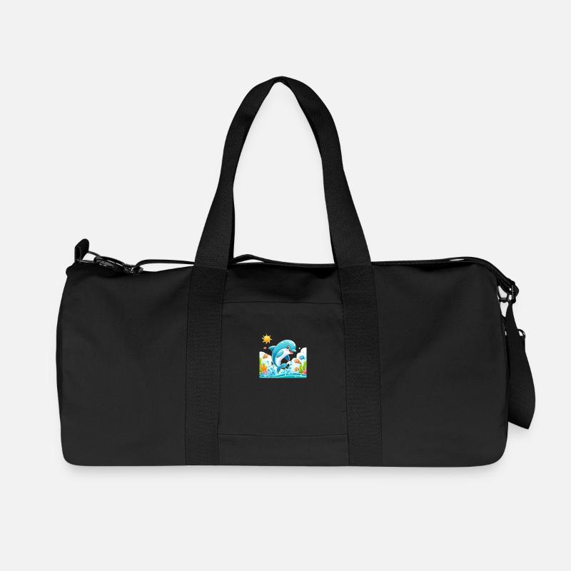 Delfin-Karikatur 1 - Recycelte Canvas-Sporttasche von Stanley/Stella - Schwarz
