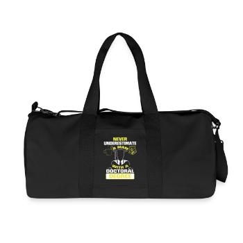 NE SOUS-ESTIMEZ JAMAIS UN HOMME AVEC UN DOCTORAT ! - Sac de sport en toile recyclée Stanley/Stella - noir - Devant