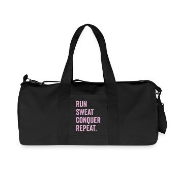 Courir. Sueur. Conquérir. Répéter. - Sac de sport en toile recyclée Stanley/Stella - noir - Devant