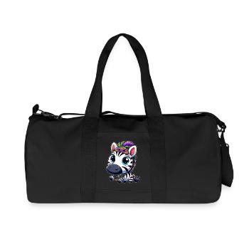 Carnival Zebra: Mardi Gras with Mask - Recycled Canvas Sports Bag by Stanley/Stella - black - Front