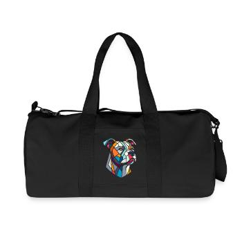 Staffordshire geometric bull terrier, staffy - Recycled Canvas Sports Bag by Stanley/Stella - black - Front
