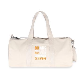 80 ans plus de charme cadeau anniversaire 80 ans - Sac de sport en toile recyclée Stanley/Stella - blanc naturel - Devant