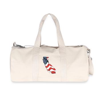 USA Flagge in der California State Landkarte - Recycelte Canvas-Sporttasche von Stanley/Stella - Naturweiß - Vorne