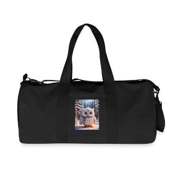 Animaux super mignons dans une forêt – Harfang des neiges - Sac de sport en toile recyclée Stanley/Stella - noir - Devant
