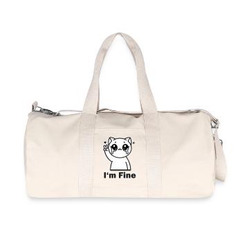 Crysis Katze mit Peace-Zeichen - "I'm Fine" Design - Recycelte Canvas-Sporttasche von Stanley/Stella - Naturweiß - Vorne