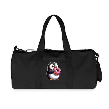 Mignon pingouin beignet dessin animé Crazy Candy - Sac de sport en toile recyclée Stanley/Stella - noir - Devant