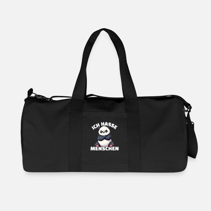 Griesgrämiger Panda hasst Menschen Design - Recycelte Canvas-Sporttasche von Stanley/Stella - Schwarz