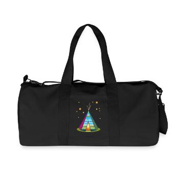 Colorful teepee tent – imaginative pattern - Recycled Canvas Sports Bag by Stanley/Stella - black - Front