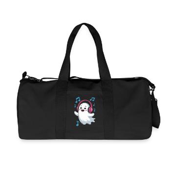 Music-loving Ghost with Headphones - Recycled Canvas Sports Bag by Stanley/Stella - black - Front