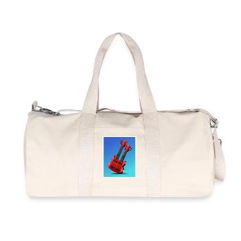 Cartoon Red Double Neck Guitar Poster - Recycled Canvas Sports Bag by Stanley/Stella - natural - Front