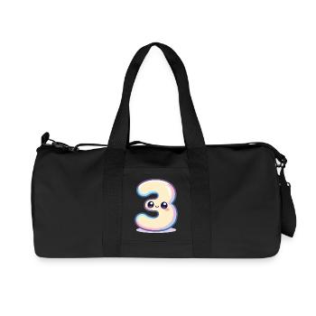 Nummer 3 Kawaii-Pastell - Recycelte Canvas-Sporttasche von Stanley/Stella - Schwarz - Vorne