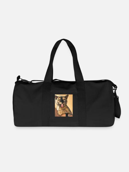 Katzenwink: Zunge raus Cartoon-Kätzchen - Recycelte Canvas-Sporttasche von Stanley/Stella - Schwarz