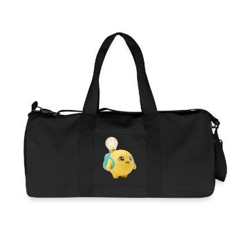 Cute Yellow School Mascot with Lightbulb Planet Ba - Recycled Canvas Sports Bag by Stanley/Stella - black - Front