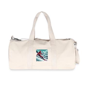 Dynamique et aventure : skier dans les Alpes - Sac de sport en toile recyclée Stanley/Stella - blanc naturel - Devant