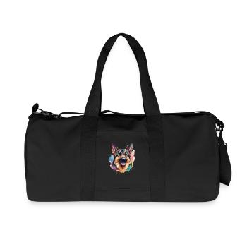 Deutscher Schäferhund Cool Colorful Deutscher Schäferhund - Recycelte Canvas-Sporttasche von Stanley/Stella - Schwarz - Vorne