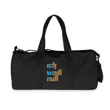 Ich weiß null Geschenkidee Motto Schriftzug - Recycelte Canvas-Sporttasche von Stanley/Stella - Schwarz - Vorne