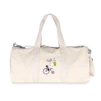 Cute sheep with bike - Recycled Canvas Sports Bag by Stanley/Stella - natural - Front