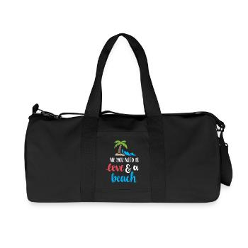 Tout ce dont vous avez besoin est l’amour et une plage - Sac de sport en toile recyclée Stanley/Stella - noir - Devant