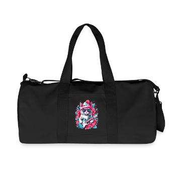 Cute cat with guitar - Recycled Canvas Sports Bag by Stanley/Stella - black - Front