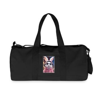 Cuddly bunny with glasses and hoodie - Recycled Canvas Sports Bag by Stanley/Stella - black - Front