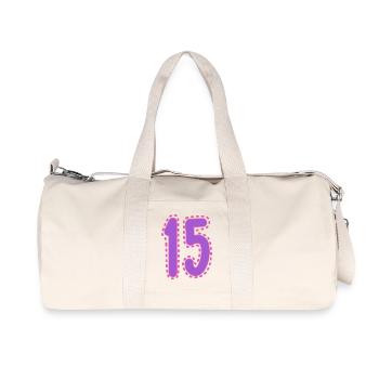 15. 15 JAHRE. 15. JAHRESTAG. 15-JÄHRIGES JUBILÄUM. - Recycelte Canvas-Sporttasche von Stanley/Stella - Naturweiß - Vorne