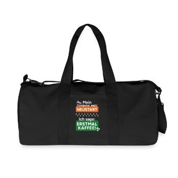 L’ordinateur dit redémarrer Tout d’abord, je dis café ! - Sac de sport en toile recyclée Stanley/Stella - noir - Devant