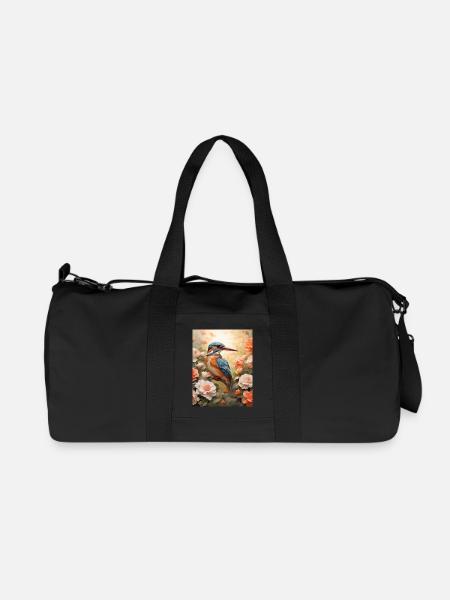 Kingfisher in a sea of flowers - Recycled Canvas Sports Bag by Stanley/Stella - black