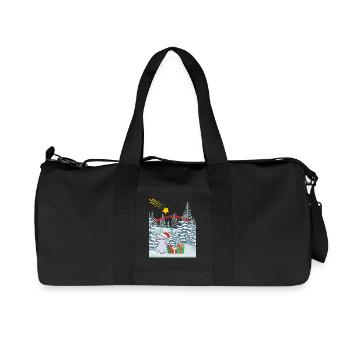 Meowy Christmas - Katze mit Sternschnuppe - Recycelte Canvas-Sporttasche von Stanley/Stella - Schwarz - Vorne