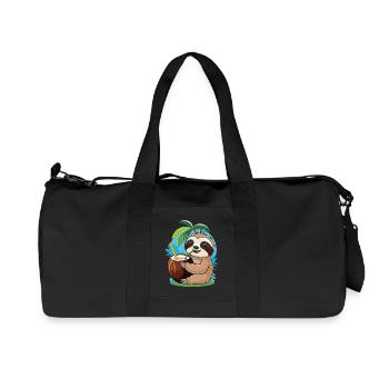 Relaxed Sloth with Coconut – Summer Vibes - Recycled Canvas Sports Bag by Stanley/Stella - black - Front