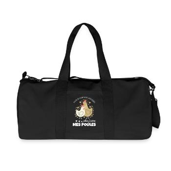 J'aime mes poules - Sac de sport en toile recyclée Stanley/Stella - noir - Devant