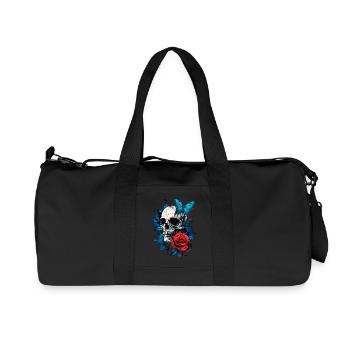 Skull Skull Butterfly Rose Flower - Recycled Canvas Sports Bag by Stanley/Stella - black - Front