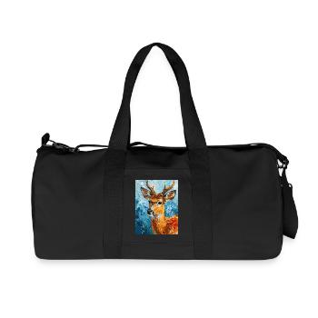 Image de cerf - Sac de sport en toile recyclée Stanley/Stella - noir - Devant