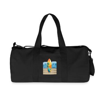 "Ride the Wave - Hawaiian Surf Vibes" - Recycled Canvas Sports Bag by Stanley/Stella - black - Front