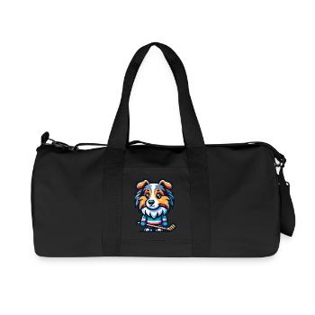 Icehockey Sheltie Comic Hund Eishockey - Recycelte Canvas-Sporttasche von Stanley/Stella - Schwarz - Vorne