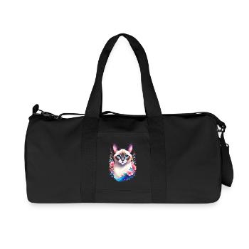 Siamese Cat Portrait - Recycled Canvas Sports Bag by Stanley/Stella - black - Front