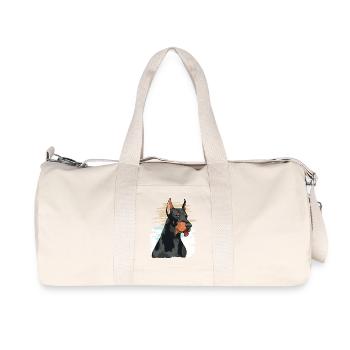 Playful Doberman Portrait Artwork - Recycled Canvas Sports Bag by Stanley/Stella - natural - Front
