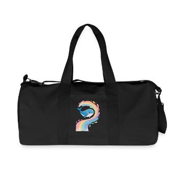 🐳 Rainbow Whale - Magical - Recycled Canvas Sports Bag by Stanley/Stella - black - Front