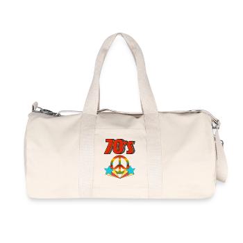 Retro 70er Frieden Regenbogen - Recycelte Canvas-Sporttasche von Stanley/Stella - Naturweiß - Vorne