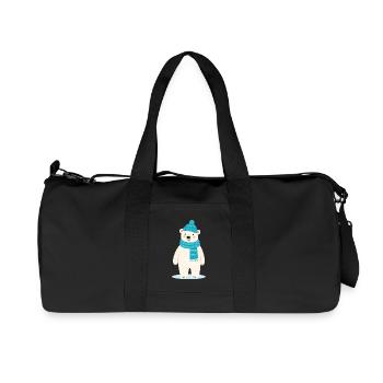 Un joli ours polaire avec chapeau et écharpe - Sac de sport en toile recyclée Stanley/Stella - noir - Devant