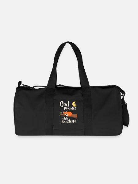 Jesus - Fox - God cares when you sleep - Faith - Recycled Canvas Sports Bag by Stanley/Stella - black