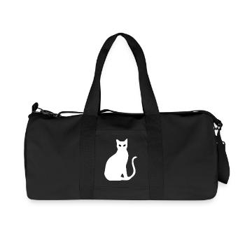 Cat White Silhouette Gift Cat Lover - Recycled Canvas Sports Bag by Stanley/Stella - black - Front