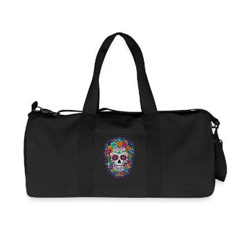 Tête de mort mexicaine sugar skull crâne fleurs - Sac de sport en toile recyclée Stanley/Stella - noir - Devant