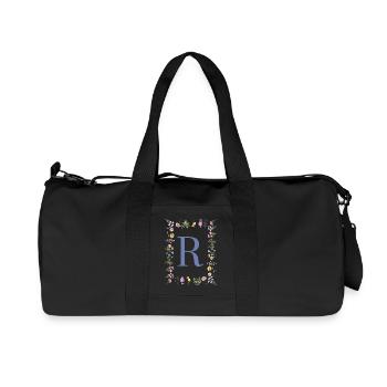 Floral Initialen "R", Buchstaben Monogramm - Recycelte Canvas-Sporttasche von Stanley/Stella - Schwarz - Vorne