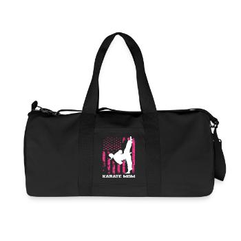 Karate Mama USA Flagge Kampfsport Mutter Pink - Recycelte Canvas-Sporttasche von Stanley/Stella - Schwarz - Vorne