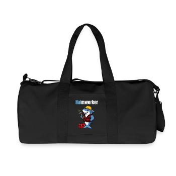 Haimwerker – Lustiger Hai Handwerker - Recycelte Canvas-Sporttasche von Stanley/Stella - Schwarz - Vorne