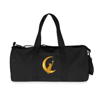 Goldener Halbmond mit einer Katze - Recycelte Canvas-Sporttasche von Stanley/Stella - Schwarz - Vorne