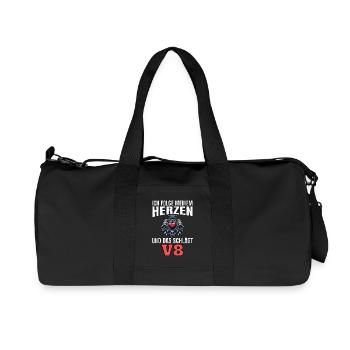 Lustiger Spruch Ich folge meinem Herzen V8 - Recycelte Canvas-Sporttasche von Stanley/Stella - Schwarz - Vorne