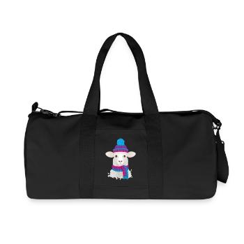 weißes Schaf mit bunter Pudelmütze & Strick Schal - Recycelte Canvas-Sporttasche von Stanley/Stella - Schwarz - Vorne